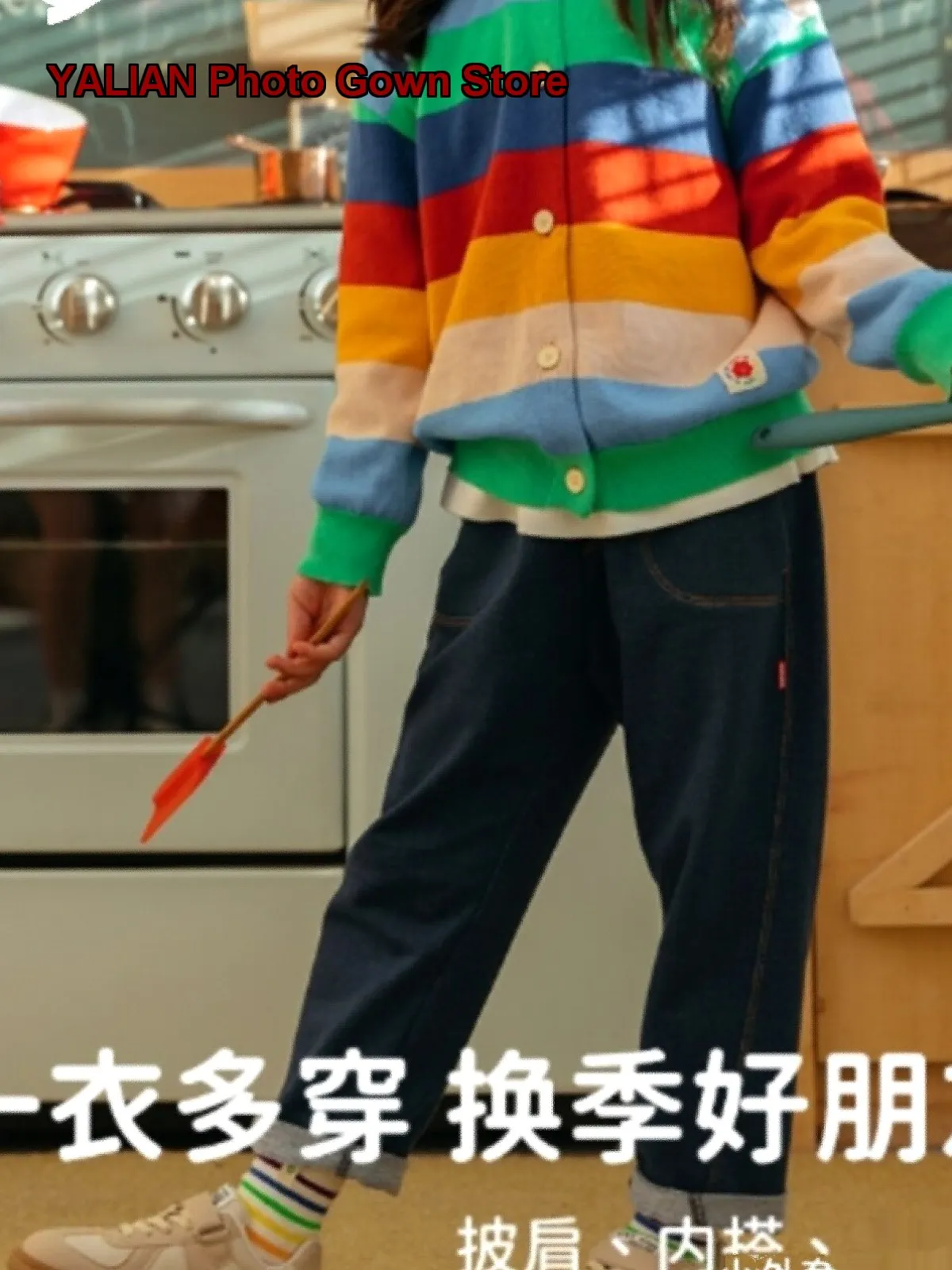 Pure Cotton A-Class Knit Long Sleeve Cardigan Spring Autumn Rainbow Color Toddler Long Sleeves Kids Girls