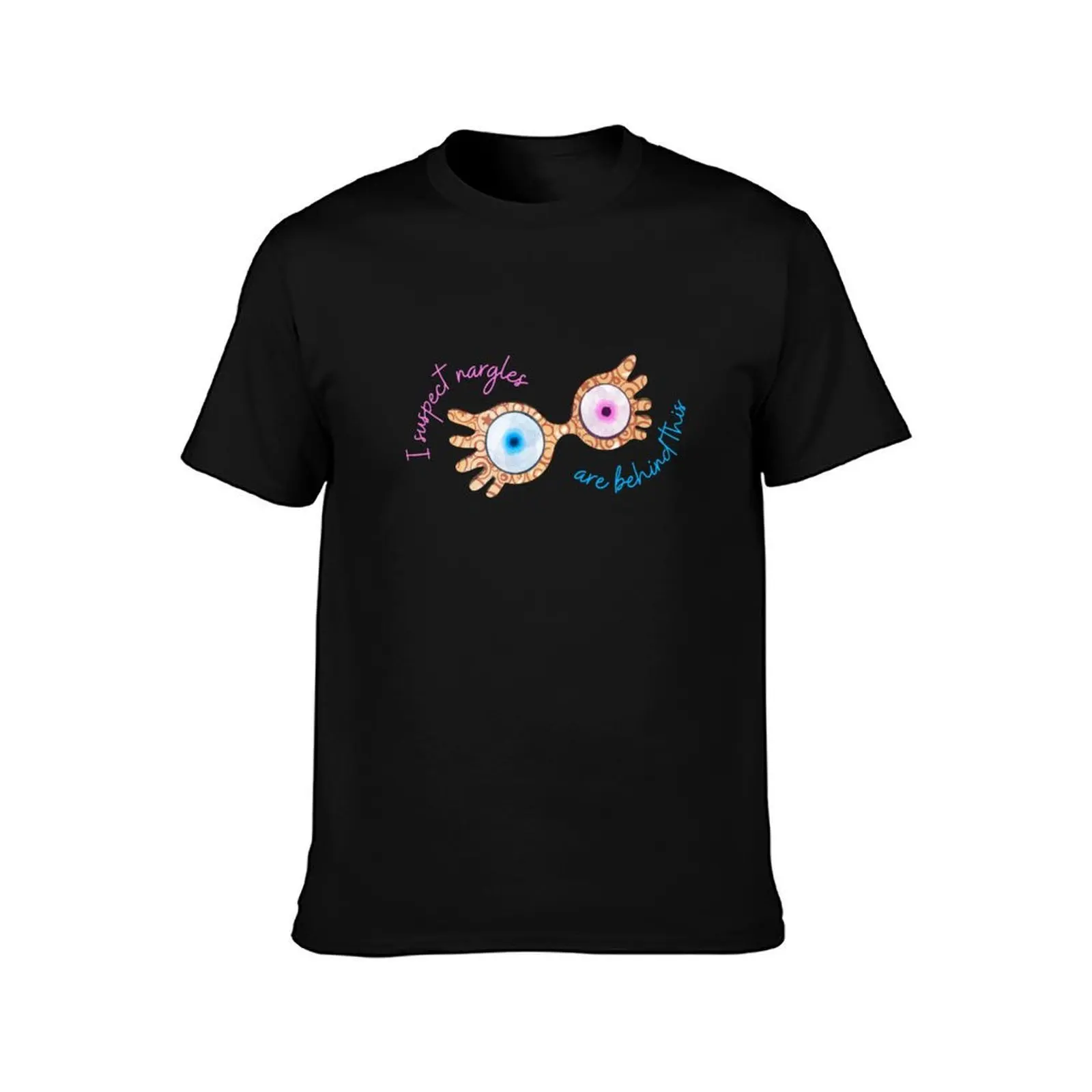 I suspect nargles T-Shirt, Summer Casual Cotton Tee, Oversized Streetwear Tops, Vintage Graphic Print, Loose Fit Short Sleeve