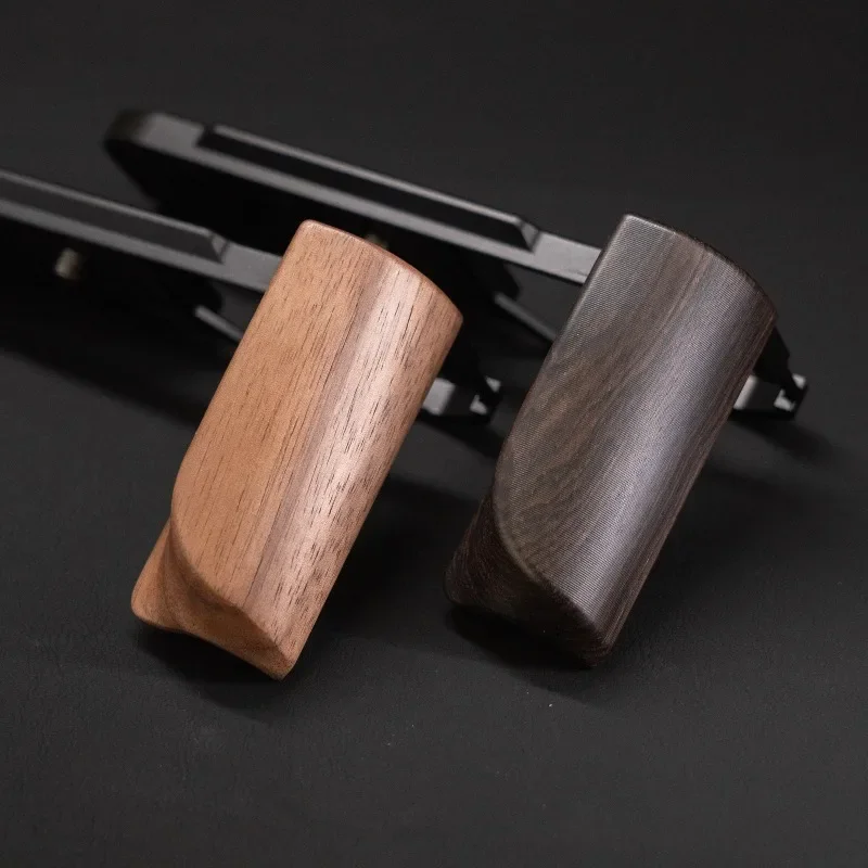 Retro solid wood L-shaped handle, curved design, with quick-loading plate, removable