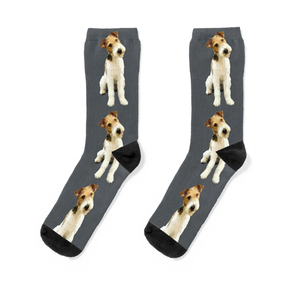 

Wire Fox Terrier Head Tilt Socks Run Compression stockings Socks Girl Men's