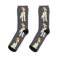 Wire Fox Terrier Head Tilt Chaussettes pour hommes et filles, bas de compression, course à pied