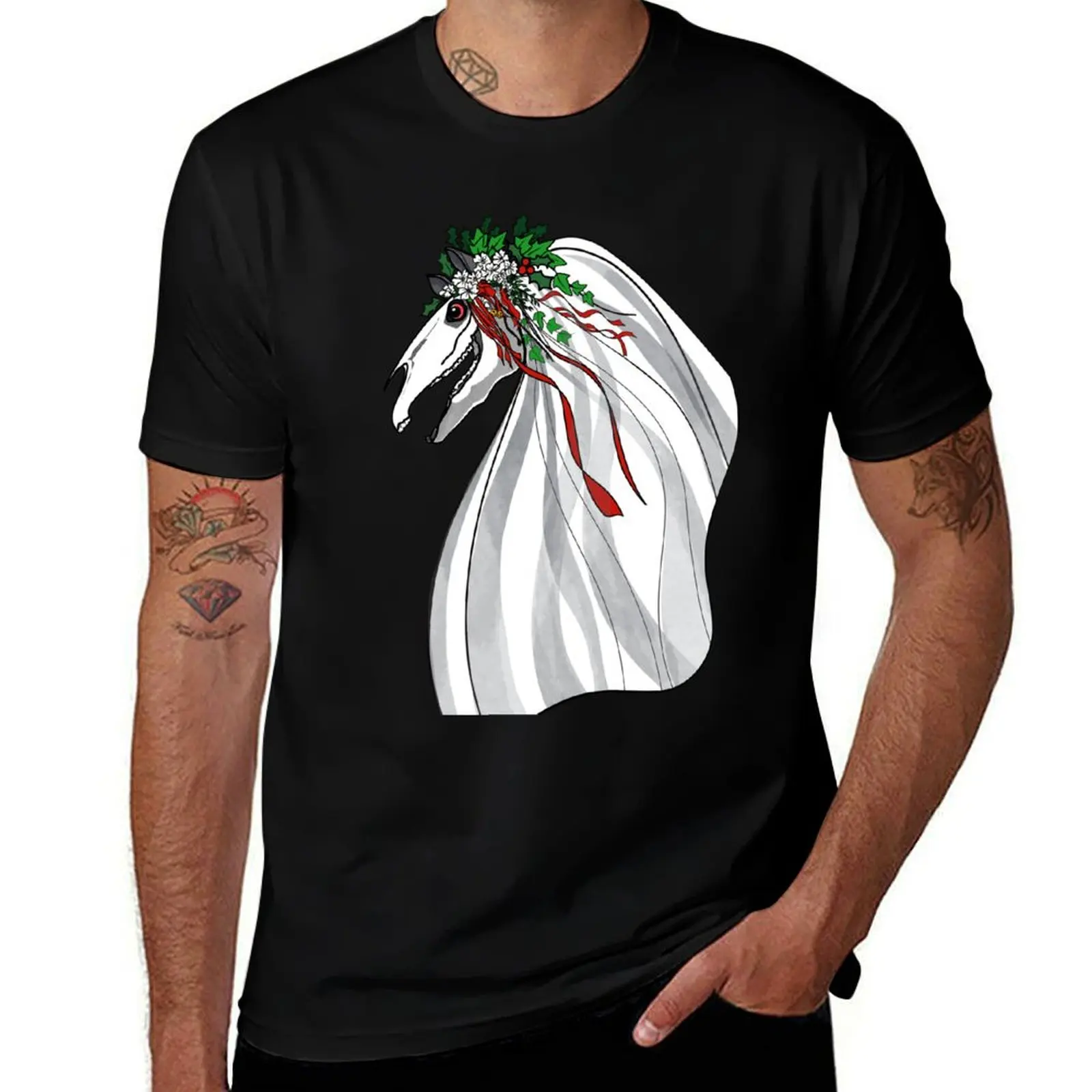 

Mari Lwyd Yule T-Shirt Comfortable Workout Short Sleeve Shirt