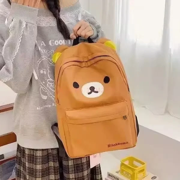 

2025 New Arrival Bear Rilakkumas Backpack Large Capacity Anime Cartoon Backpack Stylish Student Schoolbags Shoulder Bags Gifts