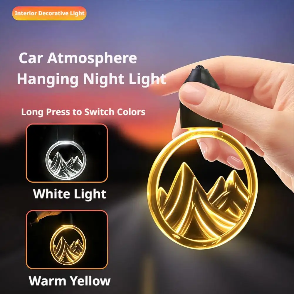 LED Mountain Pattern Rearview Mirror Hanging Lamp Car Interior Atmosphere Light