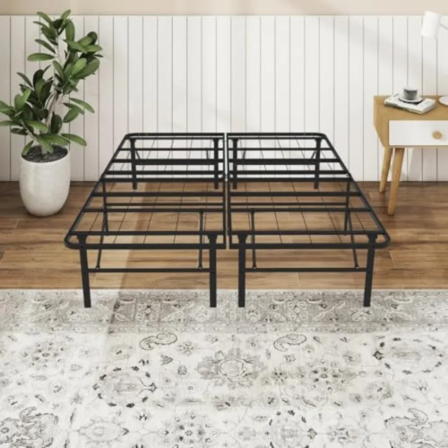 

Складная кровать-платформа усиленной конструкции из металла с 14-дюймовым местом для хранения под кроватью, простая сборка без инструментов, не требует пружинного блока.