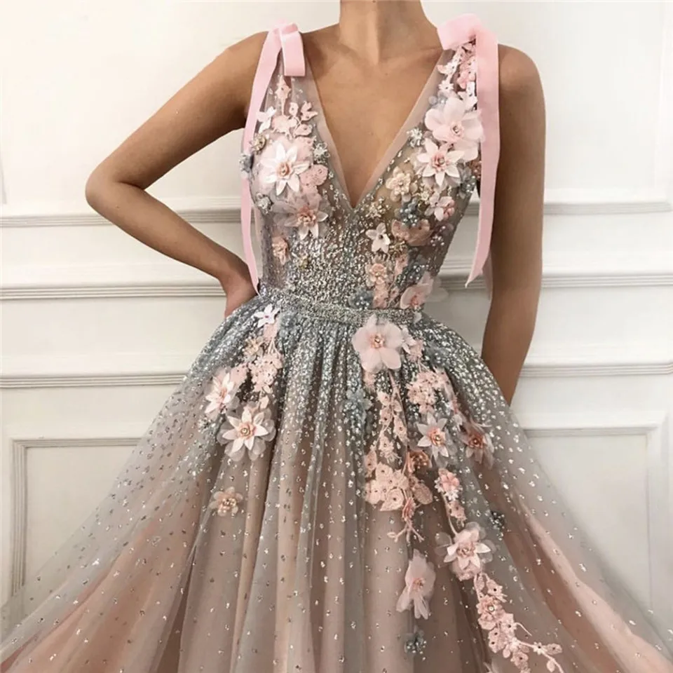 2022 Flesh Pink Tulle Prom Maxi abiti eleganti donna formale Party Night Long Appliqus Robes abiti da sera di lusso Vestidos Gala