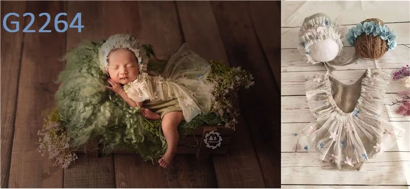 Newborn Photography Props Accessories Girl Outfit Hat Set Baby Bebe Fotografie Studio Romper Photo Shoot Costume For Girls