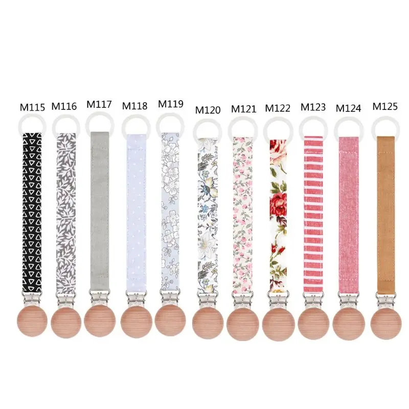 Fashion Baby Pacifier Chain Cotton Clip Handmade Printing Cotton Teether Clip Baby Pacifier Holder Chain Anti-lost