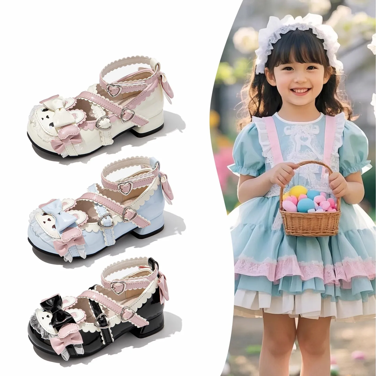 

Fashion Girls Sandal 2025 New Sweet Girls Lolita Furry Rabbit Ears Sandal,Students Cute Bowknots Lace Fashion Girls Sandal