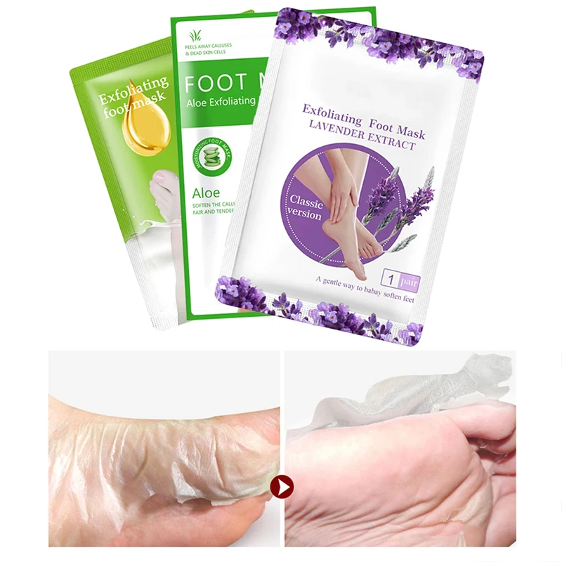 Mascarilla Exfoliante para pies, calcetines para pedicura, SPA, elimina la piel muerta, blanqueamiento, talones, Peeling, antiagrietado, cuidado de la piel del pie, paquete de 3