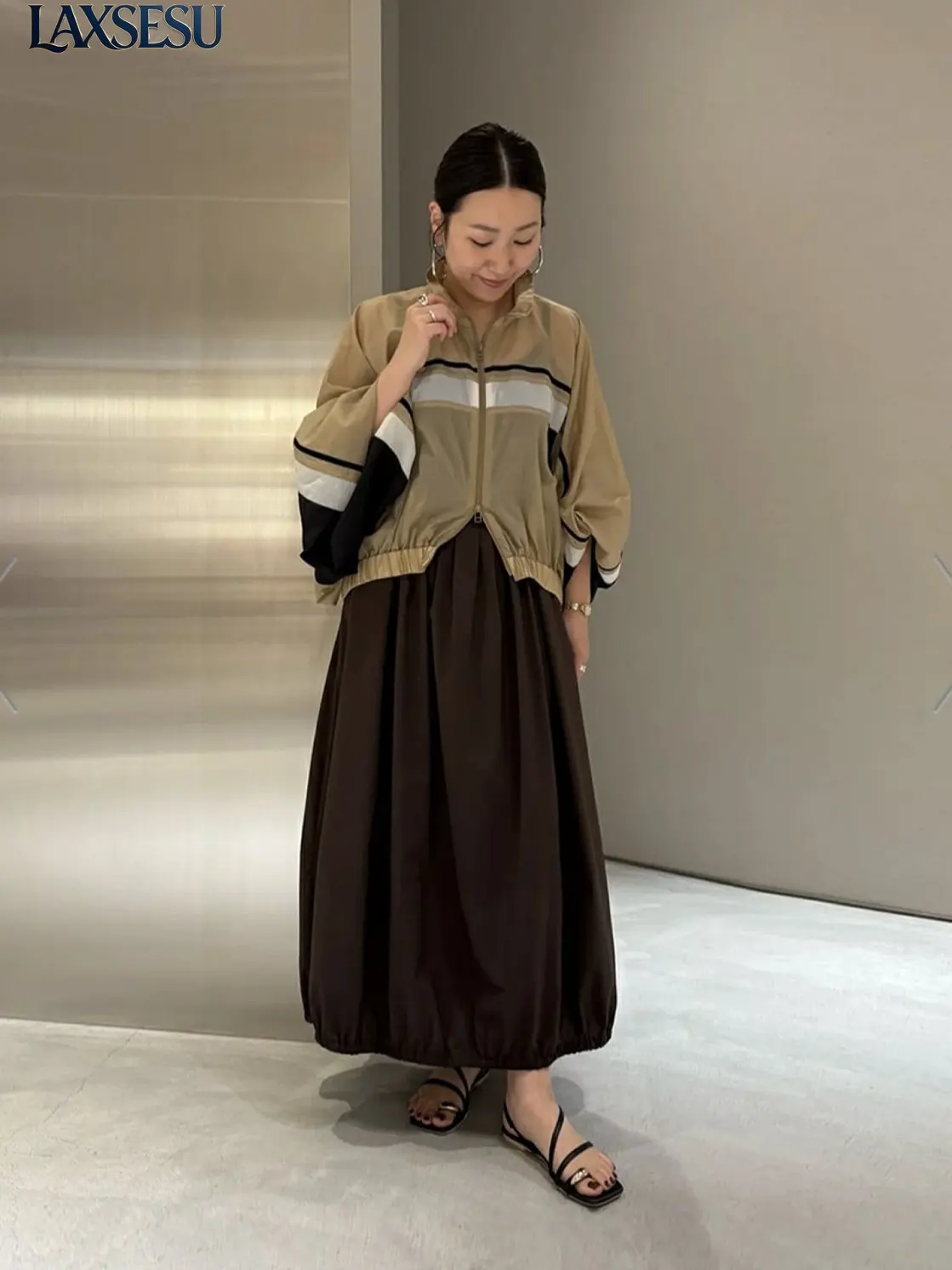Japanese 2026 Autumn New Trend Fashionable Women's Clothing Striped Casual Loose and Versatile Lightweight Jacket Top for Women