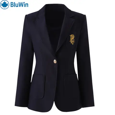 URBANCHIC High Sense Embroidered Blazer Slim Fit Navy Patch Suit Coat New Fall Winter Korean Style Professional