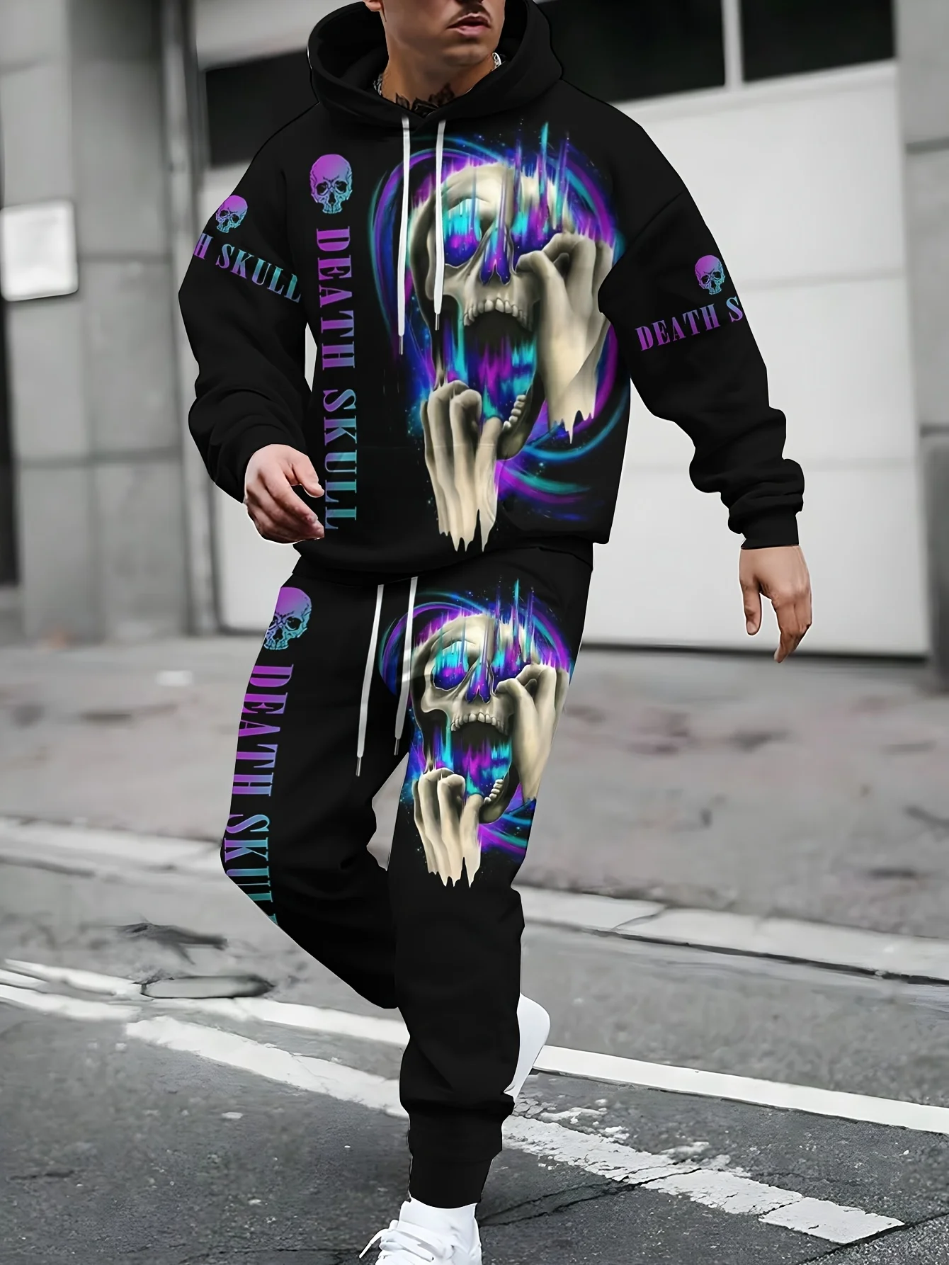 

Страшный череп 3D модный принт мужская толстовка с капюшоном Death Skull Alphabet гот плюс размер свободная повседневная толстовка костюм мужская одежда толстовки