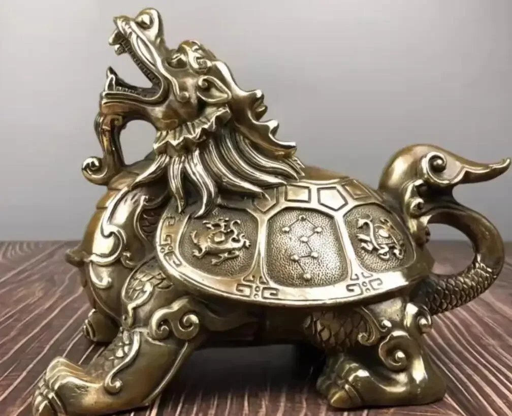 Metal Four Divine Beasts Dragon Turtle Decoration Home, Office, Cultural and Creative Decoration