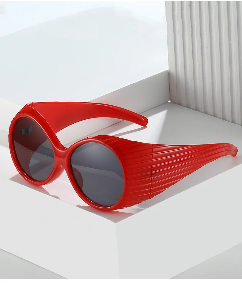 56971 übergroße ovale Brille Frauen Trend Schutz Sonnenbrille Farbverlauf Farbe Retro Sonnenschutz Spiegel Mode Streifen Farben uv400 – Detail 3