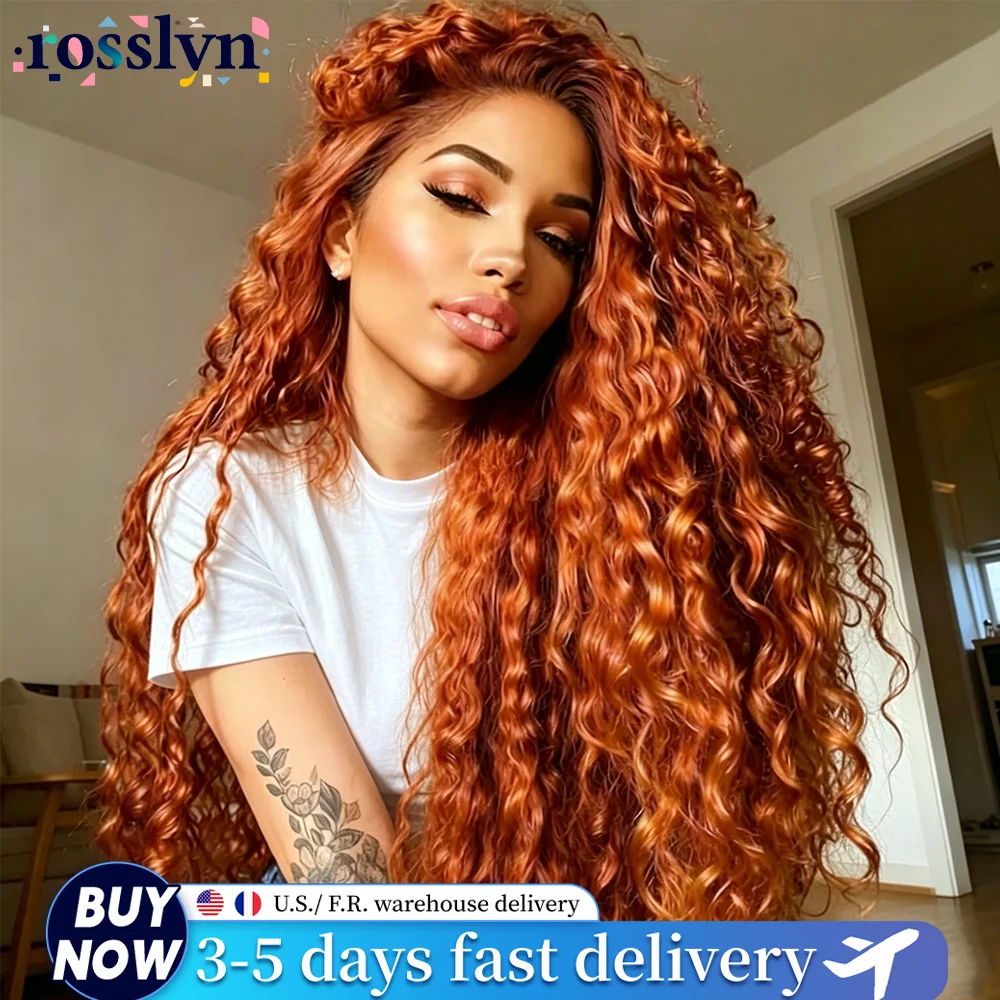 

350 Orange Colored Curly 13x6 HD Lace Frontal Human Hair Wig Brazilian Preplucked Human Hair For Women 32 Inch Ginger Lace Front Wig