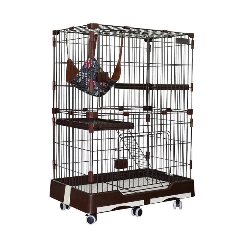 Choose High-quality Stainless Steel Wire PP Plastic Cat Cage With Mobile Base Inexpensive Wholesale Factory Price