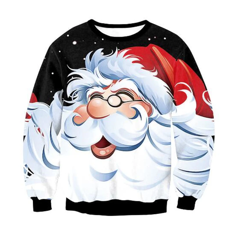 

Santa Claus Christmas Deer 3d Graphic O-neck Sweatshirts For Men's Clothes Vintage Printed Pullovers Male Casual Fashion Tops