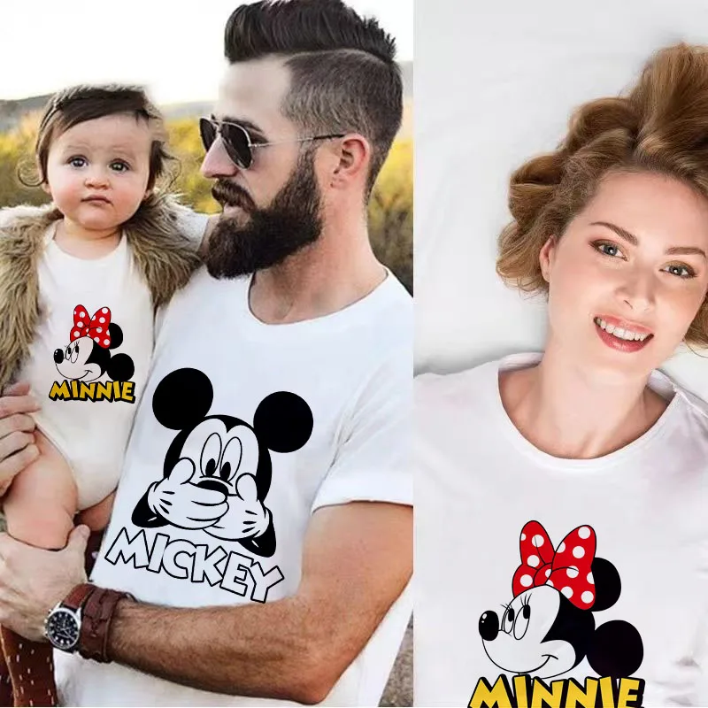 

Disney 2025 Family Matching Outfits Father Mother Kids Matching Tshirt Vacation Look Baby Girl Clothes Bebe Rompers