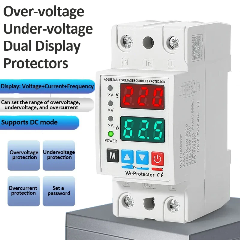조절식 과전압 저전압 보호 장치, 보호대 릴레이 제한 모니터, 과전류 보호대, DIN 레일 230V, 40A, 63A