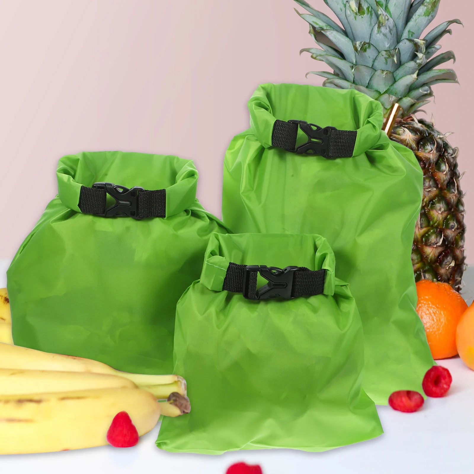 3 Pcs Fishing Backpack Outdoor Waterproof Bag Storage Multifunction Pouch Dry Green Travel