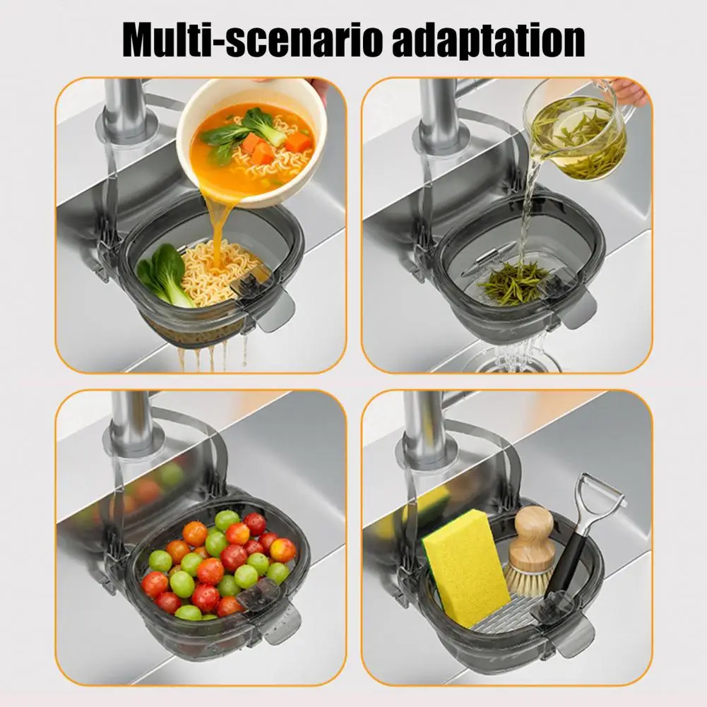 Hanging Sink Strainer, Large Capacity Drain Basket Mounts On Countertop For Hands-free Waste Disposal ﻿