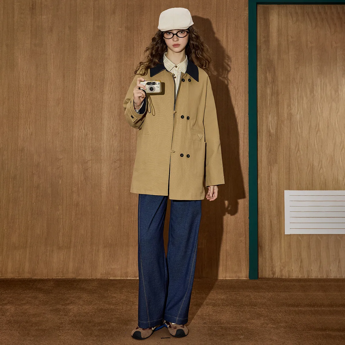 وصل حديثًا معطف واق من المطر أنيق بتصميم عتيق اللون للنساء ملابس خارجية فضفاضة وطويلة ومتعددة الاستخدامات لخريف 2025 أنيقة للتخسيس