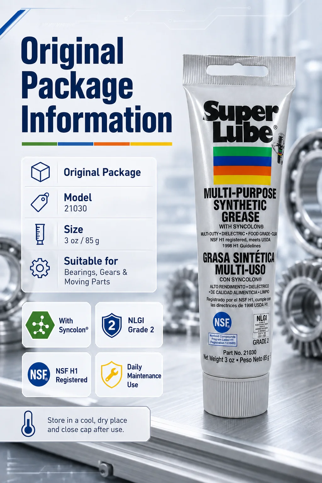 Super Lube 21030 Schmierfett 20g 50g 85g Synthetisches Schmiermittel Wasserdicht Hochtemperatur Getriebe- und Lageröl Glatt Langanhaltend – Detail 8