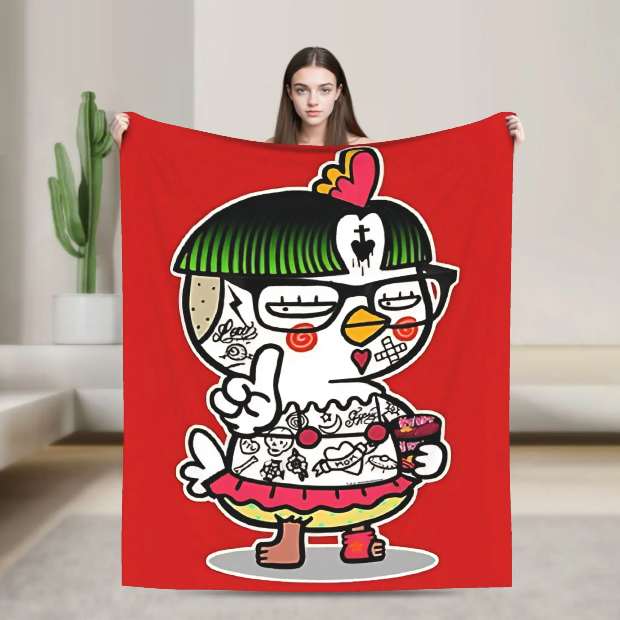 Manta suave y cálida decorativa Hochi Remix, manta de fideos coreanos picantes, colcha de franela Buldak Ramen para funda de sofá cama