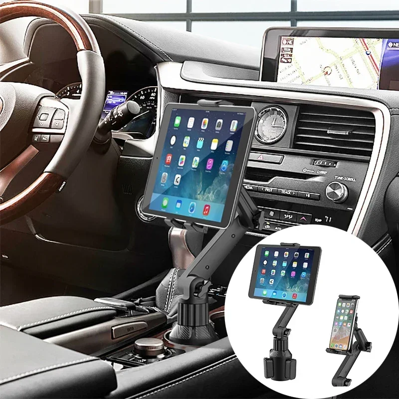 NEW Tablet Cup Holder Mount 360 Adjustable Smartphone Holder Car 270 Tilt Bar Triangular Base Ram Mount Tablet Holder For SUVs