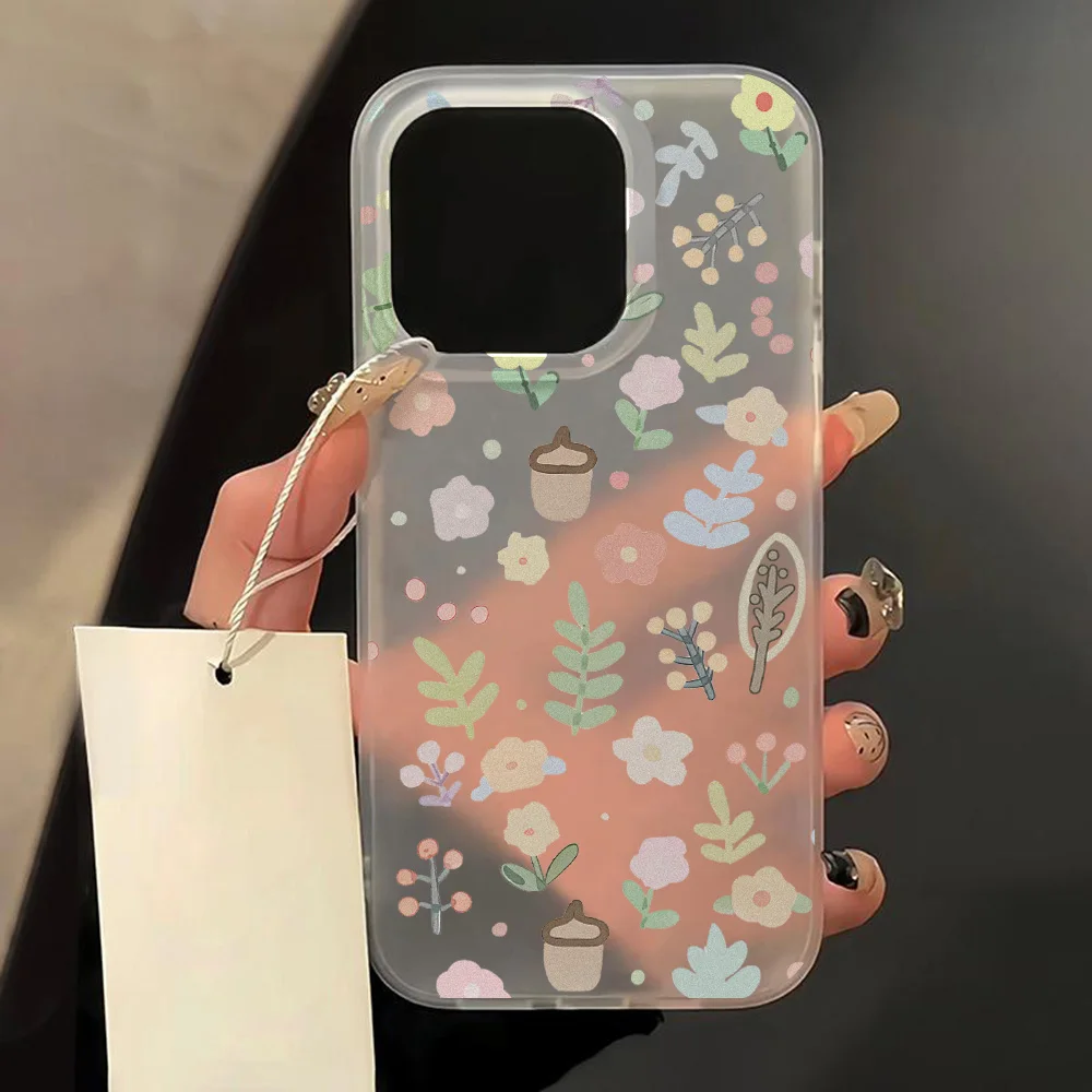 Funda de teléfono de silicona suave transparente mate para iPhone 11 15 13 12 Mini 16 14 13 Pro Max 15 Pro Tulip funda de silicona a prueba de golpes