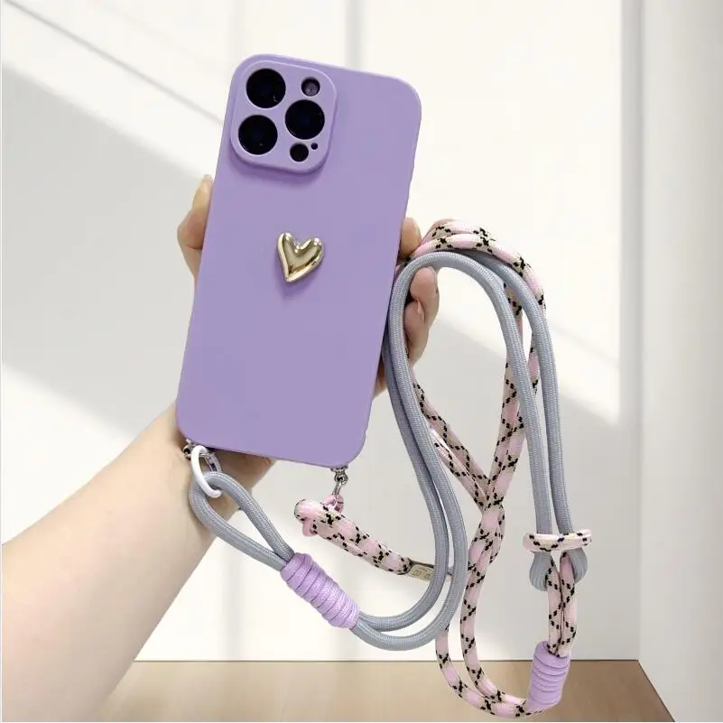 Etui z paskiem na ramię do Xiaomi Redmi 17 15 15C Note 14 Pro Plus 13 14C 13C Mi 17T 15T, odporna na wstrząsy, zabezpieczająca przed zgubieniem, z motywem serca — zdjęcie produktu 5