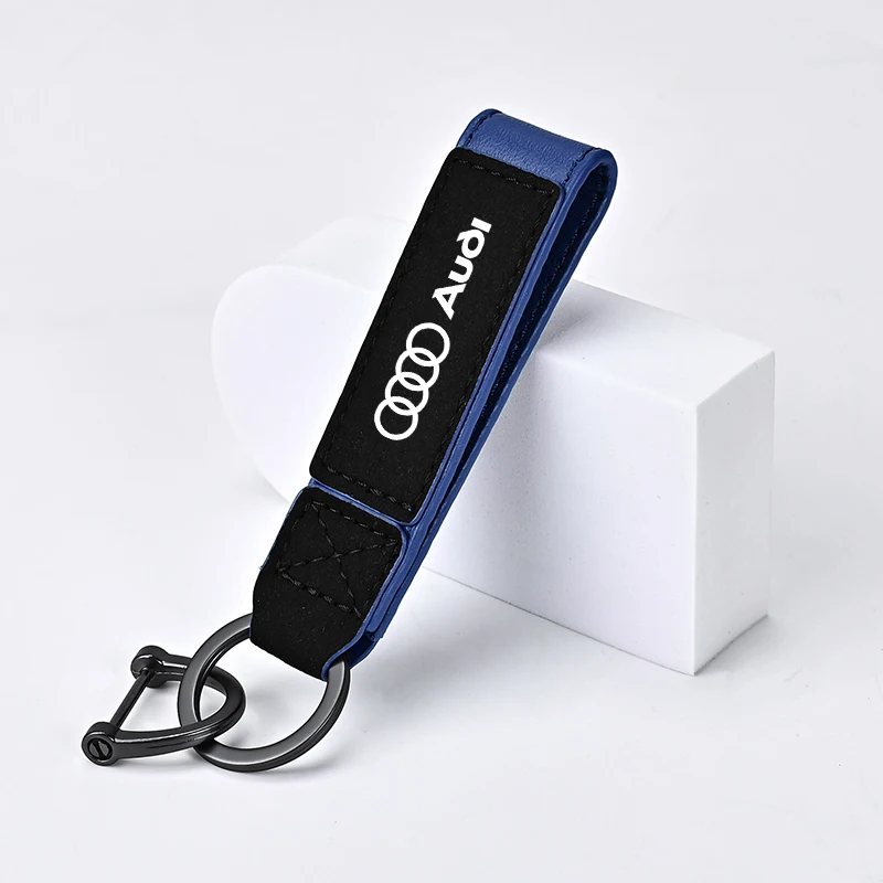 Suede Key Ring Sport Car Keychain Custom Gift With Emblem For Audi A1 A2 A3 A4 A5 A6 A7 A8 Q1 Q2 Q3 Q4 Q5 Q6 Q7 Q8 TT S5 B8