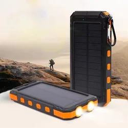 Outdoor Waterproof Solar Power Bank Mobile Power Supply Chargeur 20000 MAh Flashlight Compass Solar Charging Treasure