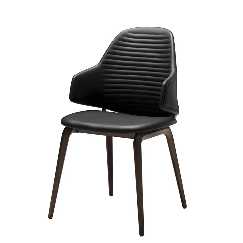 Meio Back Dining Chair com Braço Tecido, ash Wood, Design simples