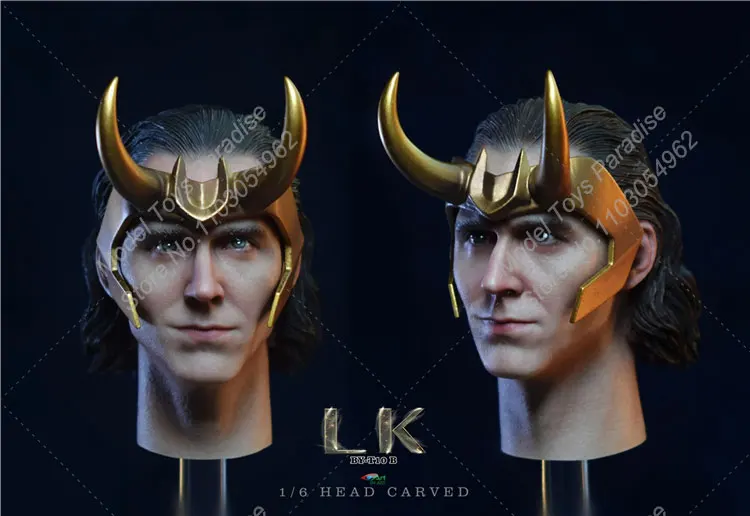 BY-ART BY-T10 1/6 Men Soldier Loki Head Carving The God of Lies Smiling Face/Serious Head Sculpt Fit 12inch Action Figure Body