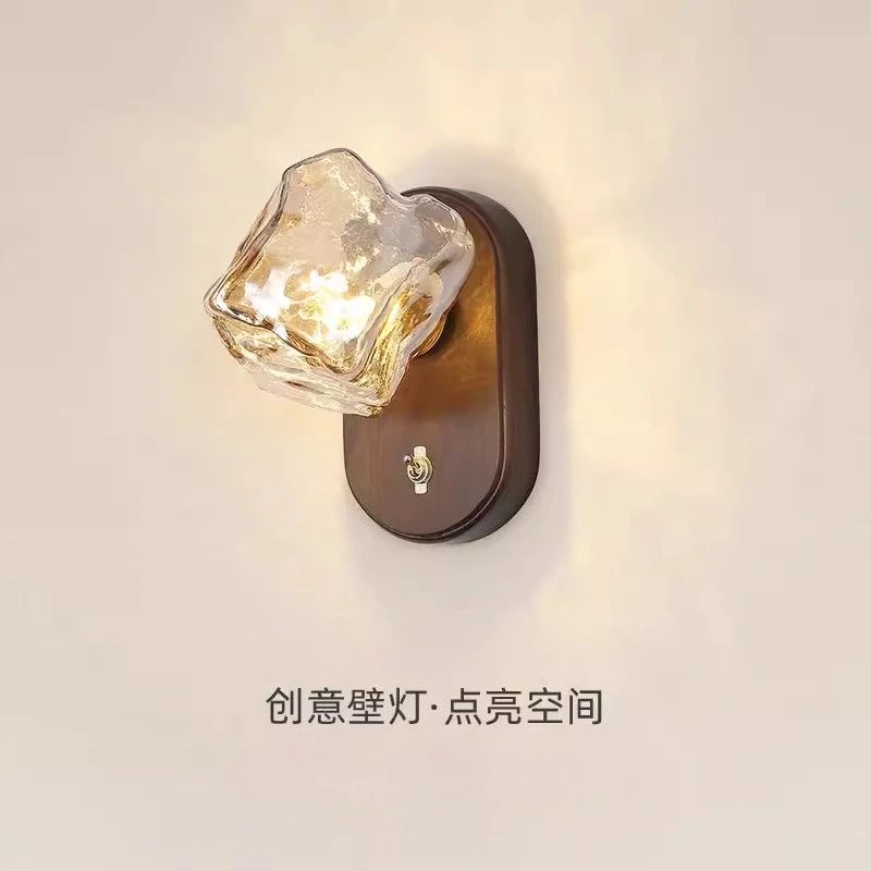 

Japanese Retro Wall Lamps Creative Ice Cube Design LED Sconces Parlour Bedroom Study Corridor Restaurant Cafe Home Decor Lamps