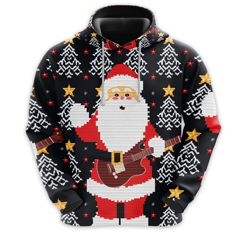 Cute Santa Claus 3D Printed Hoodies For Men Clothes Christmas Tree Graphic Sweatshirts Xmas Ornament Boy Pullovers Unisex Tops