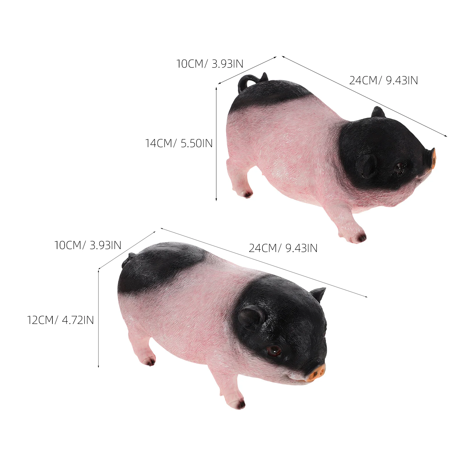 2개 세트 정원 돼지 조각상 레진 동물 조형물 실외 정원 장식 실내외 장식품 정원 장식품 조각상