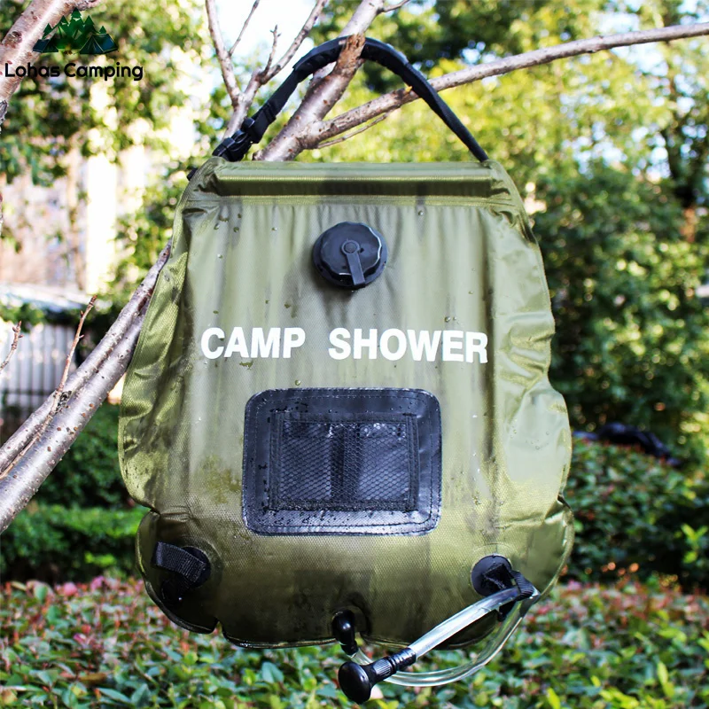 

Lohascamping Green Folding Camping Shower Bag Solar Shower Bag 20L Outdoor Solar Heating water shower bags Bath Water bag