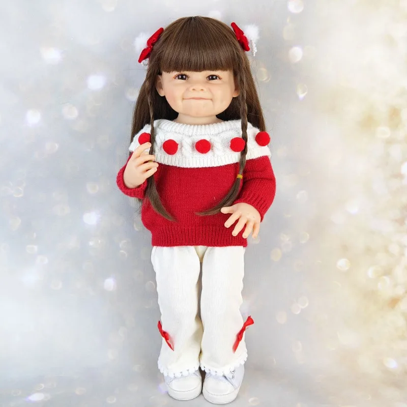 55cm Pinchable Reborn Doll Girl Children Bathing Companion Washable Toys Simulation Baby Doll Toddler Christmas New Year Gift