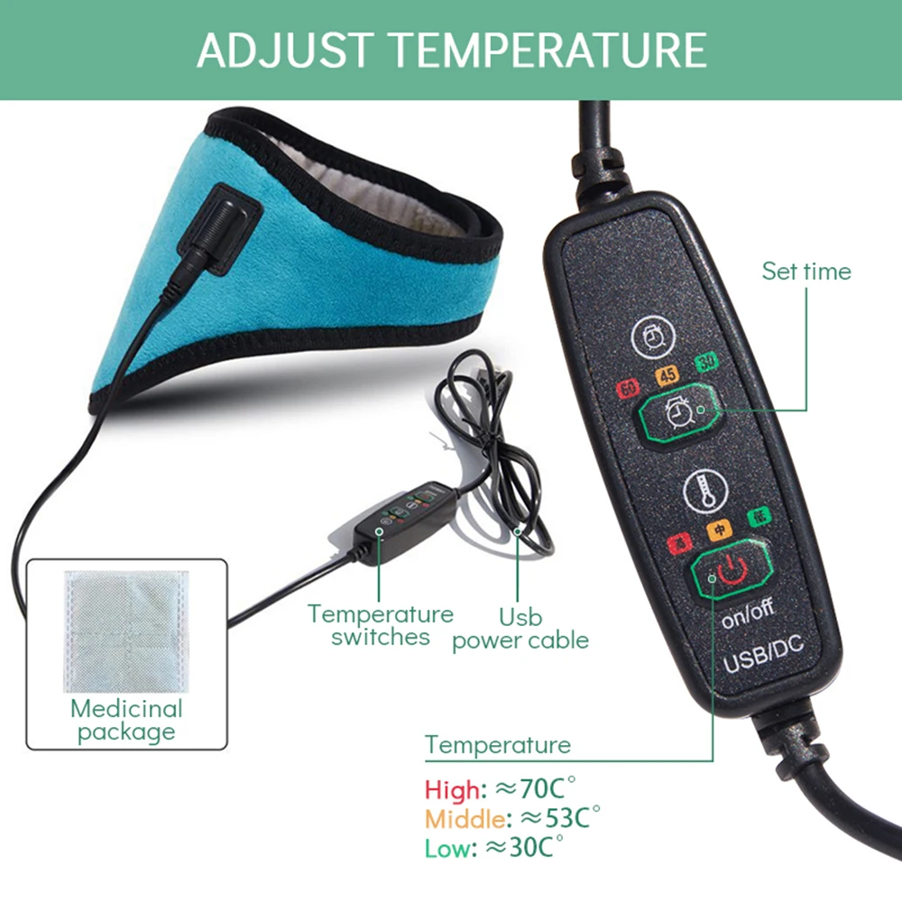 USB Three Temperature Adjustable Electric Heating Compress Neck Protection Massage Moxibustion And Hot Compress Mugwort Massager