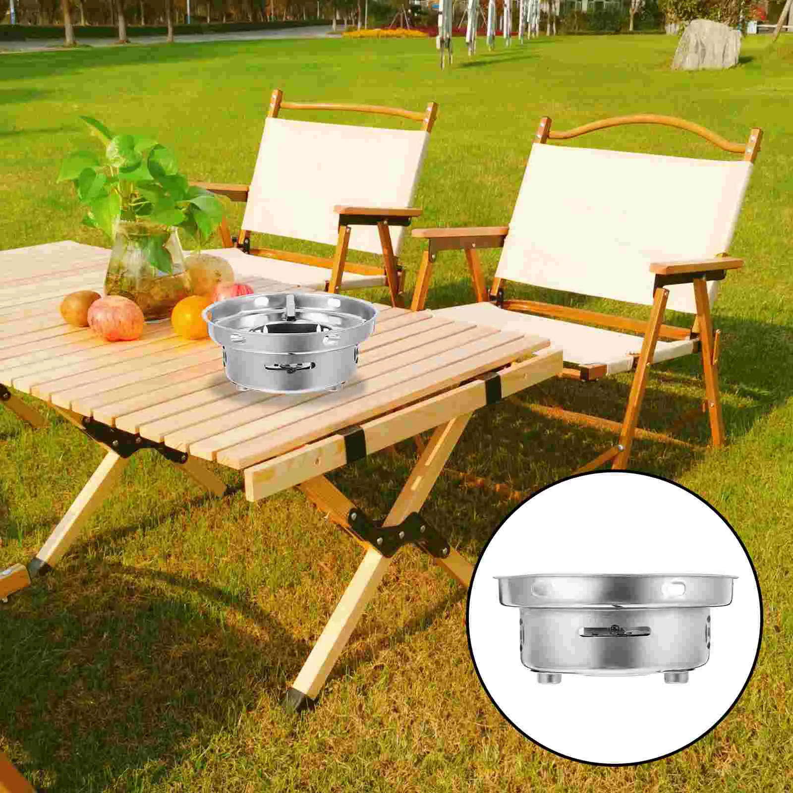 Alcohol Stove for Picnic Camping Supply Portable Non-slip Hotpot Outdoor Cookware Stainless Steel Potable