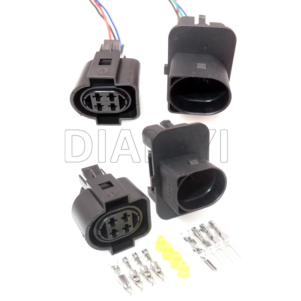 

1 Set 4 Way AC Assembly Auto Headlight Male Female Wiring Harness Sockets For VW 1H0973734 Car Plastic Housing Connector