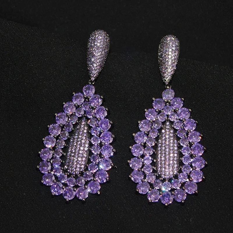 

Luxury Jewelry Earrings for Women Cubic Zirconia Wate Drop Flower Designer Hanging Earrings Wedding Dinner Party Jewelry Gift