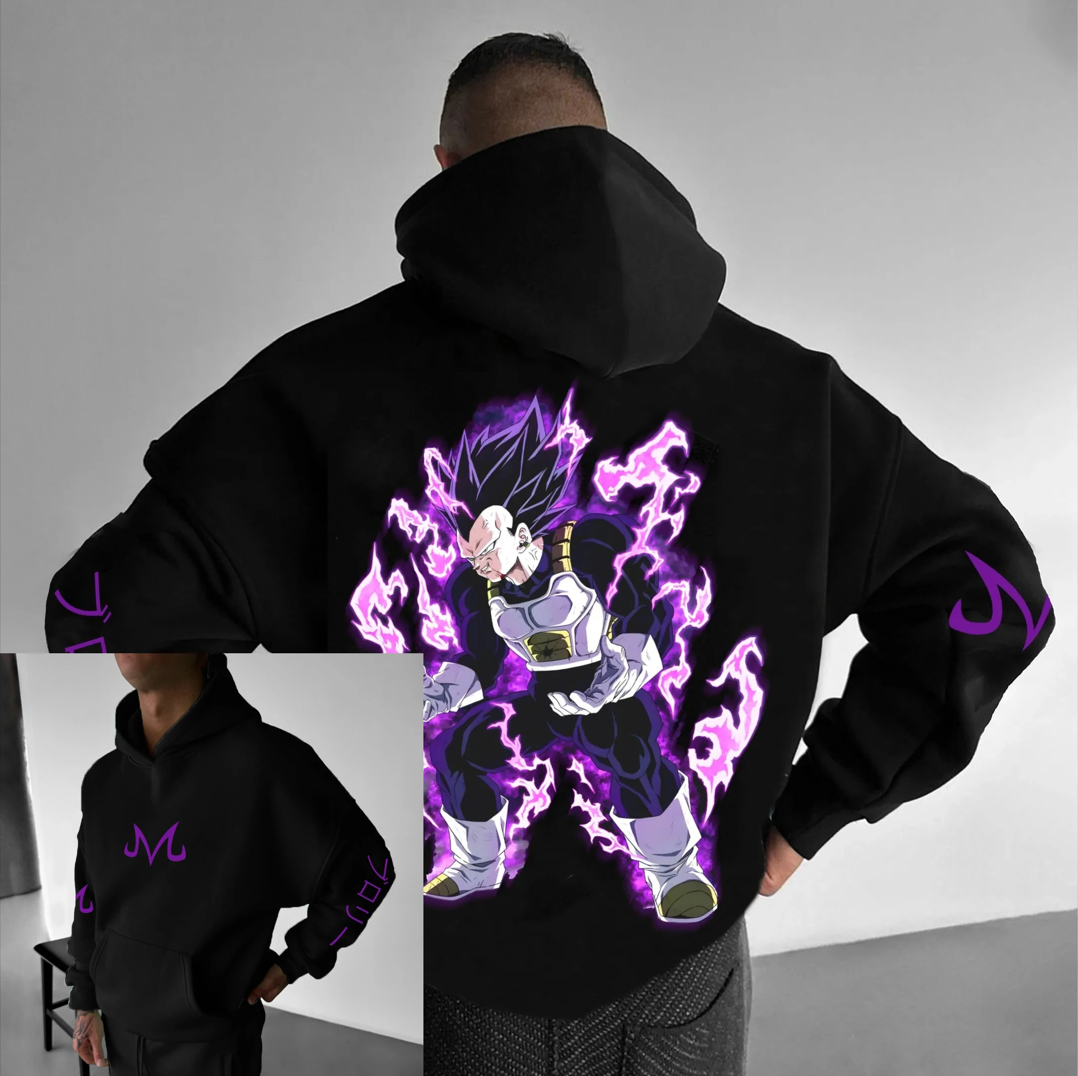 

Men Hooded Sweatshirt Dragon Ball Vegeta Anime Print Streetwear Women Pullover Casual Long Sleeve Graphic Hoodie Spring Autumn
