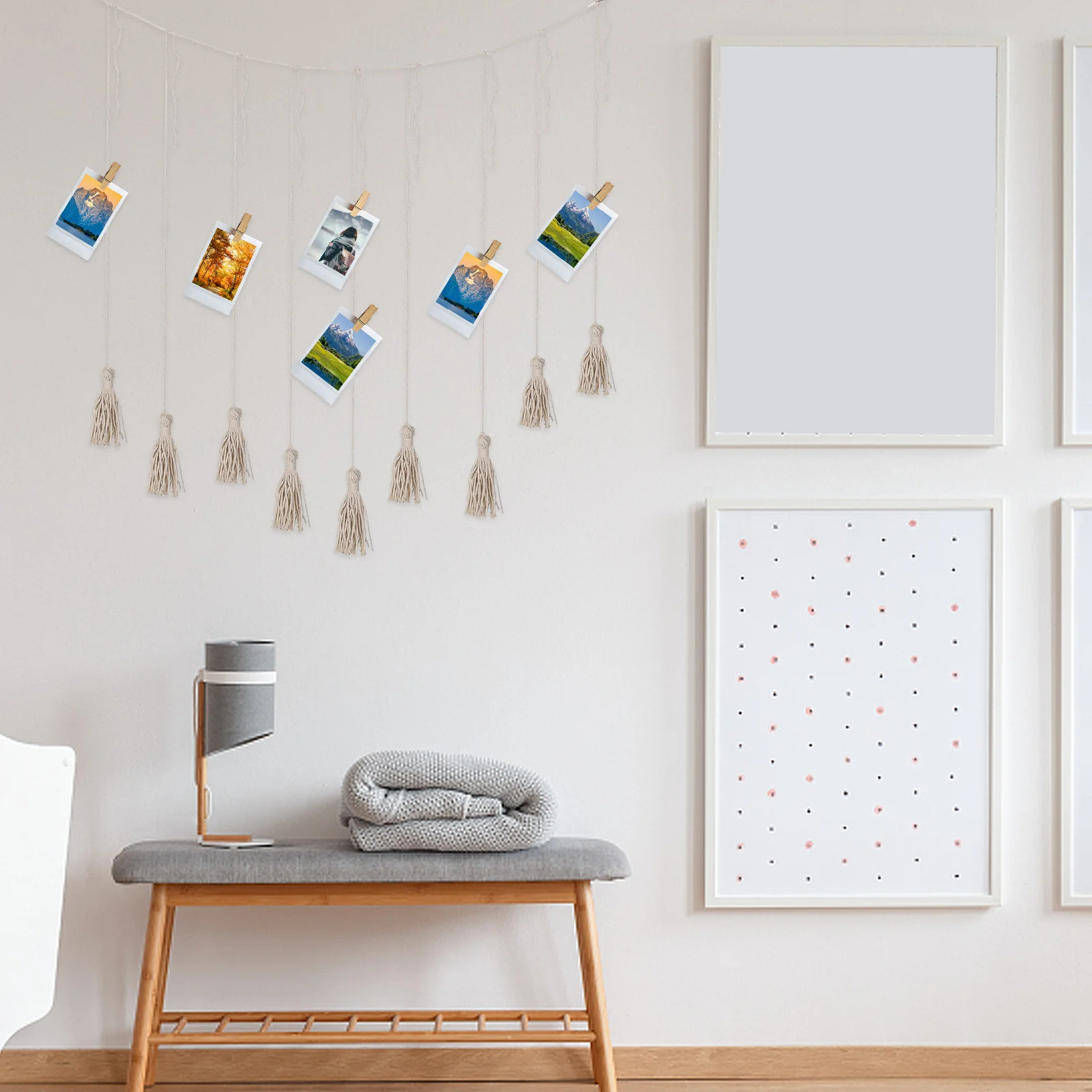 

1 set Wooden Wooden Card Card Collage Decor Picture Girl Holder Collage Banner Artwork Wall Mounted Display Rack Hang Rack