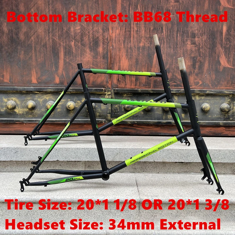 Bicycle Frame 20 Inch 451 BMX Chrome Molybdenum Steel Flat Shoulder Fork Variable Speed Road Bike Part