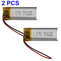 2Pcs 3.7V 170mAh 0.629Wh Replacement Rechargeable Li Lipo Battery 501230 For GPS Pen Sat Nav Bluetooth Speaker Driving Recorder