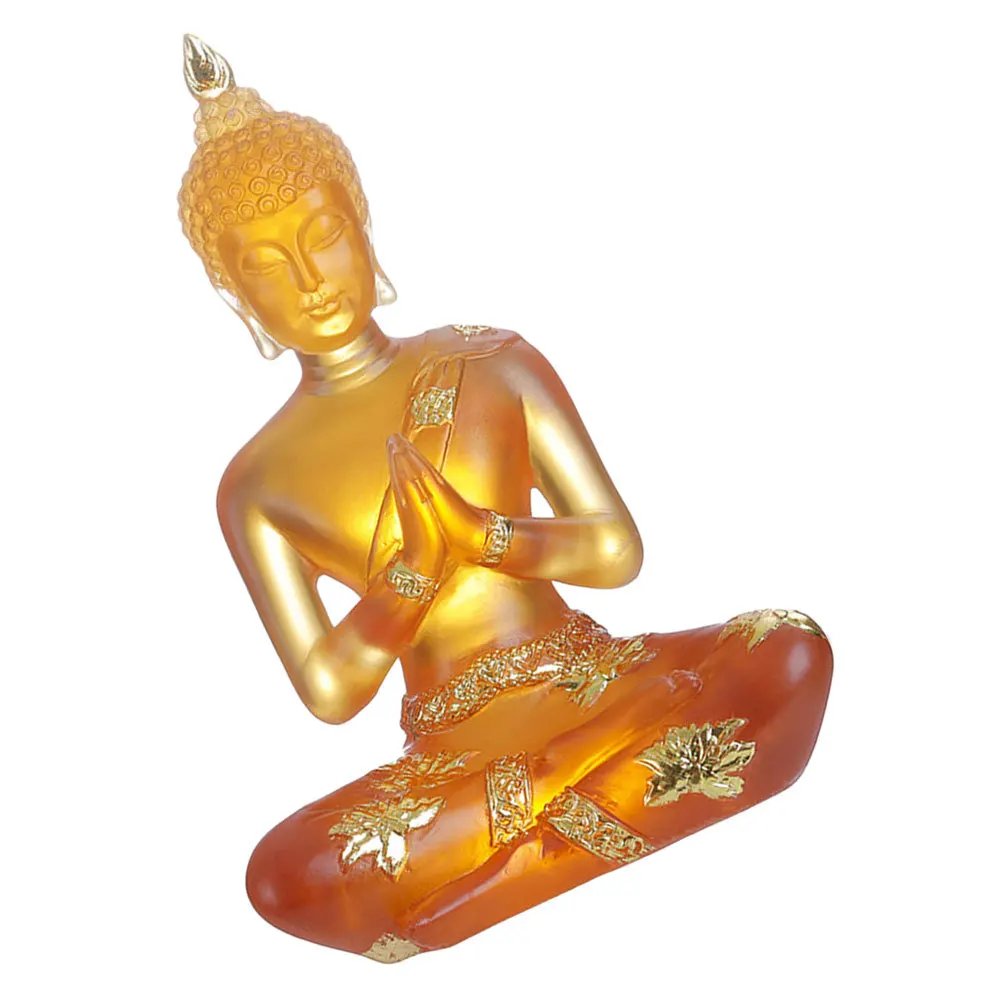 

Resin Buddha Decor Fine Workmanship Practical Durability Living Room Desk Decoration Zen Style Artware Transparent Buddha Statue